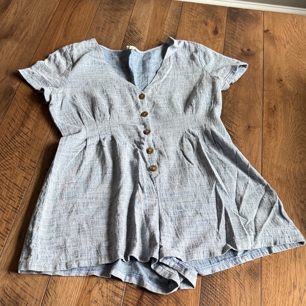 Hem & Thread Denim Blue Romper